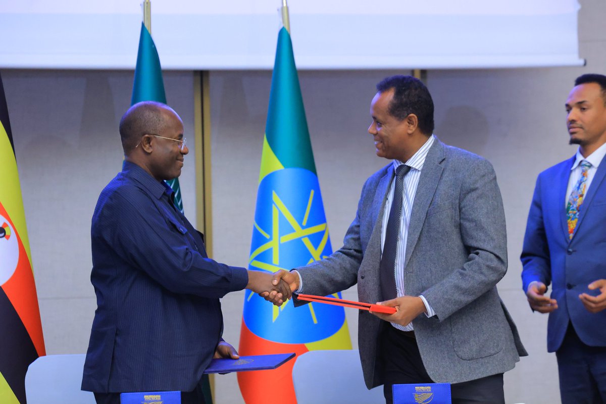 Hon. Kyakulaga Fred Bwino MP (@fredbwino) on Twitter photo Today I signed an MoU between The <a href="/GovUganda/">Government of Uganda</a> and The Government of Ethiopia on a Cooperation in Agriculture and Animal Industry.
This was during the 4th Joint Ministerial Commission (JMC) in Addis Ababa, Ethiopia 🇪🇹
The Commission agreed to Promote trade in Diary and diary Today I signed an MoU between The <a href="/GovUganda/">Government of Uganda</a> and The Government of Ethiopia on a Cooperation in Agriculture and Animal Industry.
This was during the 4th Joint Ministerial Commission (JMC) in Addis Ababa, Ethiopia 🇪🇹
The Commission agreed to Promote trade in Diary and diary