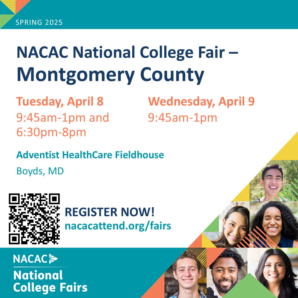 NACACFairs's tweet image. Ready to start your college search? Don&apos;t miss these #NACAC College Fairs!
Sunday, April 6  – New York, NY 
Tuesday, April 8 – Austin, TX
Tuesday, April 8-9 – Montgomery County, MD
Attendee registration: ow.ly/xWg450TeCns
Exhibitor registration: ow.ly/8vtM50V81UU