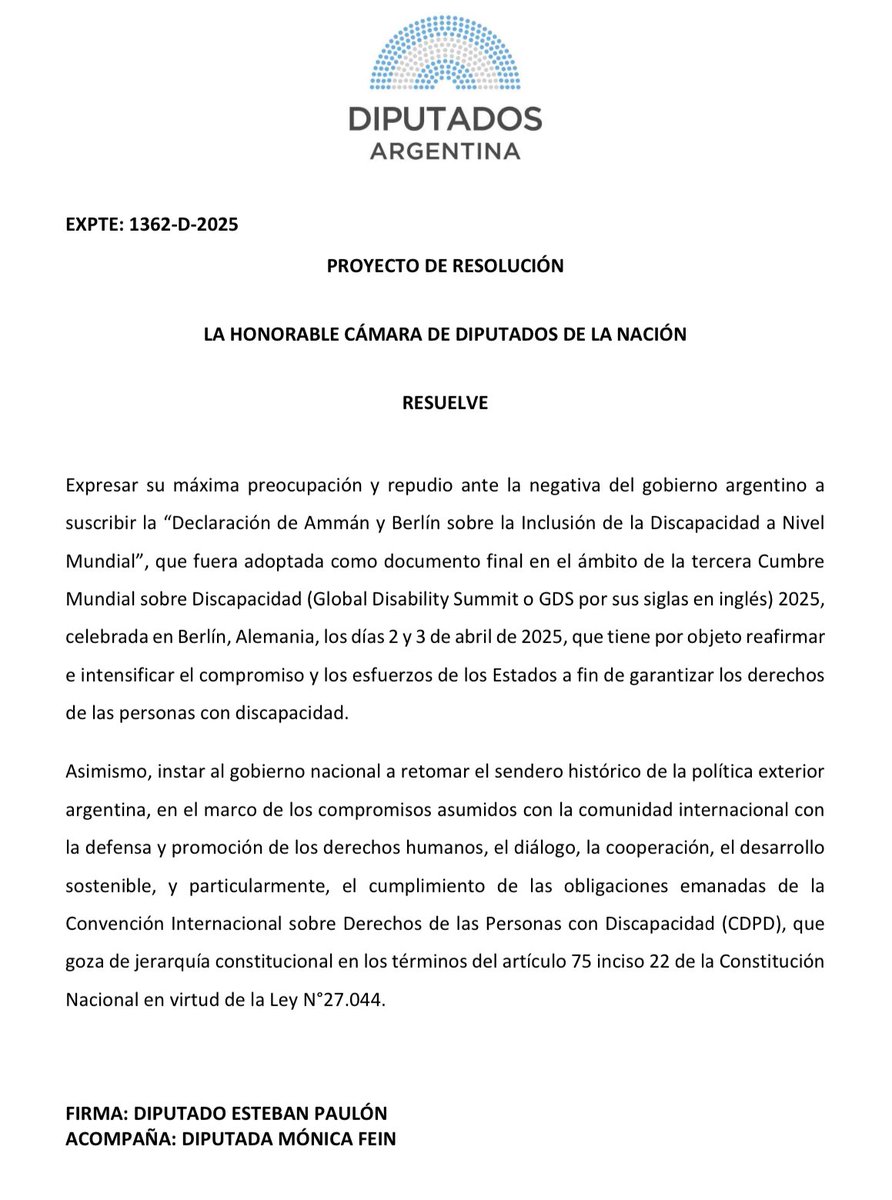 EstebanPaulon's tweet photo. OTRA VEZ DE ESPALDAS A LAS PERSONAS CON DISCAPACIDAD ❌

En otra decisión lamentable el gobierno de @JMilei decidió no suscribir la Declaración de Ammán y Berlín sobre la Inclusión de la Discapacidad a Nivel
Mundial, apoyada por 100 países, organismo y organizaciones 👎 https://t.co/zBwt6onEzb