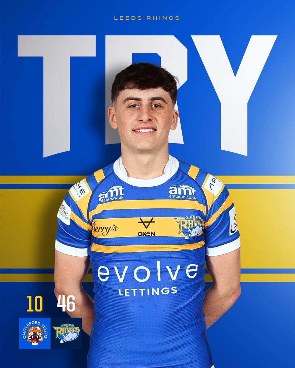 Quick response from the Rhinos to extend their lead though!
George Brown shows a great turn of pace to outsmart the Cas defence and touch down for try nine of the game.

Tigers Academy 10 - 46 Rhinos Academy 66'
