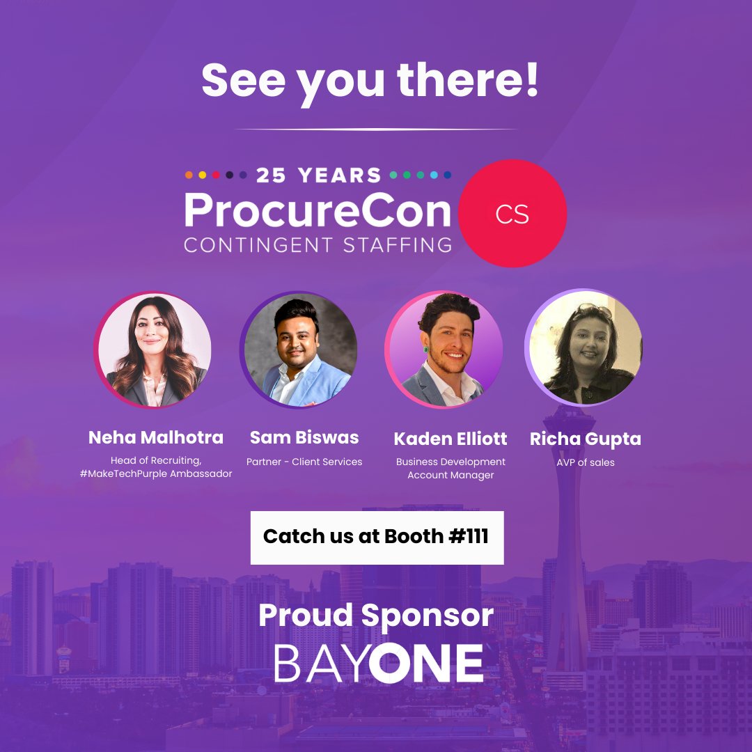 BayOneSolutions's tweet image. As a proud sponsor, #TeamBayOne will be attending @ProcureConeu, where industry leaders, experts, and innovators come together to discuss the future of workforce. 

#ProcureConCS #ProcureConUS #ContingentWorkforce #FutureOfWorkforce #BayOne
