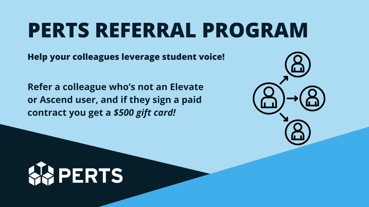 Help your colleagues increase student engagement and earn $500!

Many schools using PERTS Elevate got started with a referral from an educator like you. Now, you can share this resource and be rewarded.

- Refer a colleague who is not currently using Elevate
- They schedule a