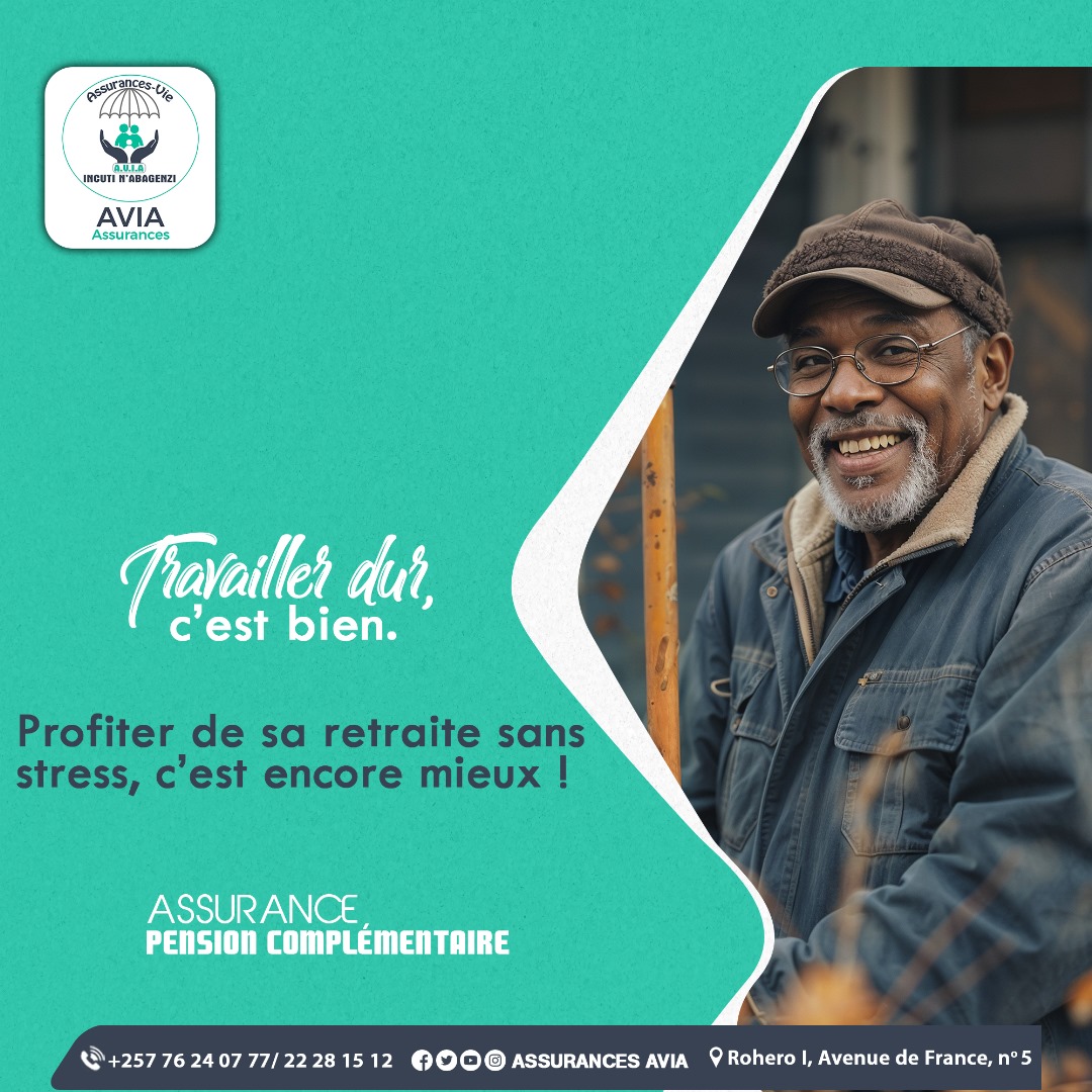 Avec assurance pension complémentaire, profitez de votre retraite sans stress.
#assurance_pension_complémentaire 
#assurance_AVIA
