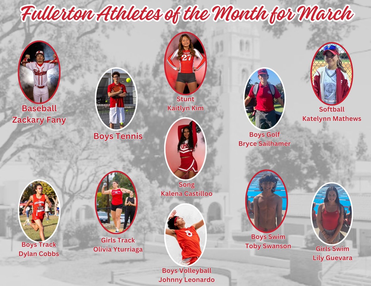 Fullerton Union High School Athletics (@1893_fuhssports) on Twitter photo FUHS Athletes of the Month for March!
<a href="/fullertonhigh/">The Tribe</a> <a href="/fjuhsd/">Fullerton Joint Union High School District</a> <a href="/FullertonASB/">FUHS ASB</a> <a href="/ocvarsityguy/">Dan Albano</a> <a href="/OCSportsZone/">OC Sports Zone</a> <a href="/DavidDelgado_OC/">David Delgado🇪🇨</a> FUHS Athletes of the Month for March!
<a href="/fullertonhigh/">The Tribe</a> <a href="/fjuhsd/">Fullerton Joint Union High School District</a> <a href="/FullertonASB/">FUHS ASB</a> <a href="/ocvarsityguy/">Dan Albano</a> <a href="/OCSportsZone/">OC Sports Zone</a> <a href="/DavidDelgado_OC/">David Delgado🇪🇨</a>
