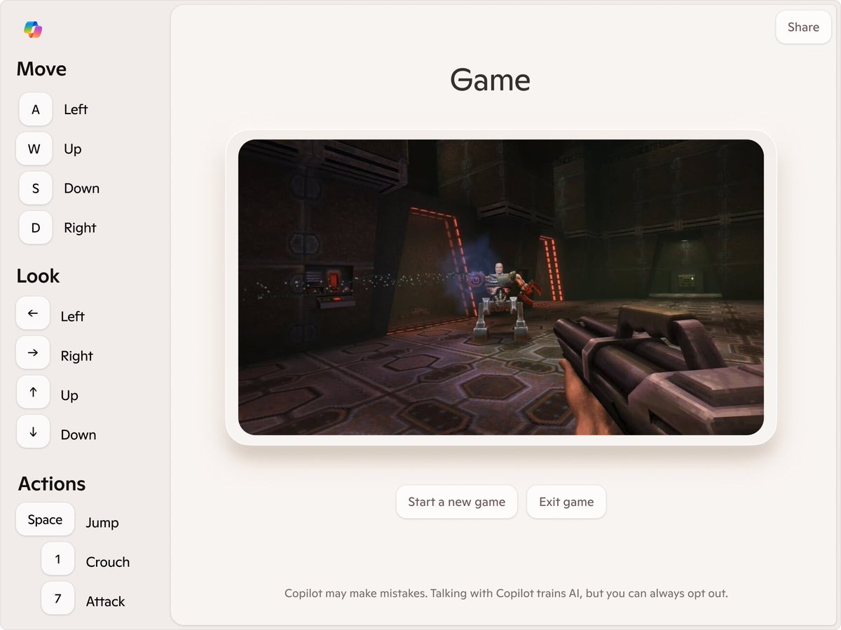 6️⃣ Copilot Gaming Experiences: Built on a cutting-edge generative gaming AI model, Copilot Gaming Experiences dynamically generates game visuals and responds to player inputs in real time, simulating interactive gameplay without relying on traditional game engines. This tech demo