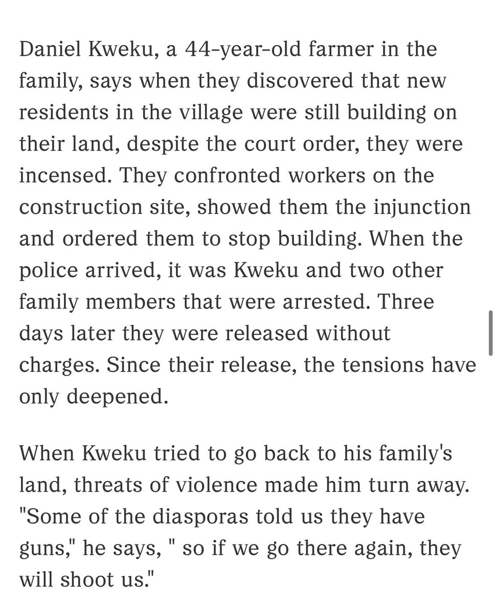 They go to Ghana with their guns, illegally acquire the land and violently displace the local communities. All this to build their “Pan African village” and live in a fantasy of Africa they have cooked up. The communities have literally said they are being hunted from their land.