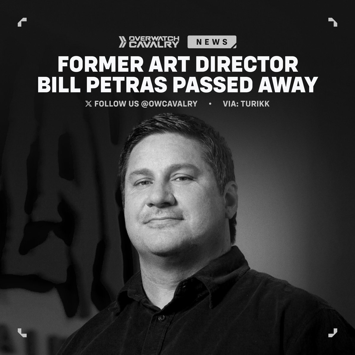 OWCavalry's tweet image. Bill Petras has passed away 🕊️

With over 20 years of contributions to Blizzard games, Bill served as the Art Director for the original Overwatch, where he helped shape its iconic world and became the namesake of the Petras Act.

Rest in peace, Bill 🖤