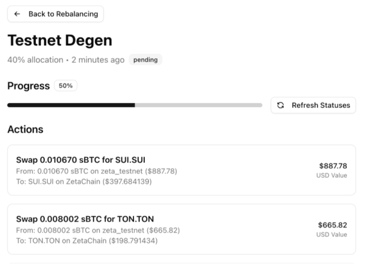 PorkfolioApp's tweet photo. Testing one-click rebalancing of native assets across @Bitcoin @SuiNetwork @ton_blockchain

Something that literally wasn't possible until @zetachain came online. https://t.co/1RxFfCROoN