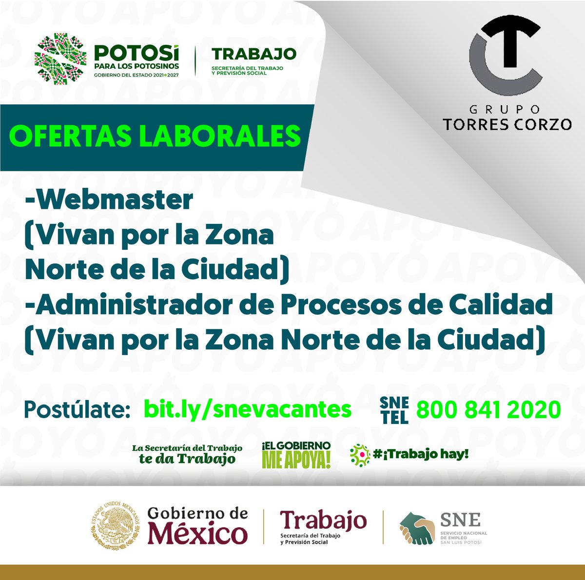 SNESanLuis's tweet image. #Vacante 💼

La empresa KARTODROMO en San Luis Potosí, solicita #WEBMASTER   #ADMINISTRADORDEPROCESOSDECALIDAD

➡️ bit.ly/snevacantes

#Empleo #Trabajo #SLP #EnSLPelgobiernomeapoya #TrabajoHay