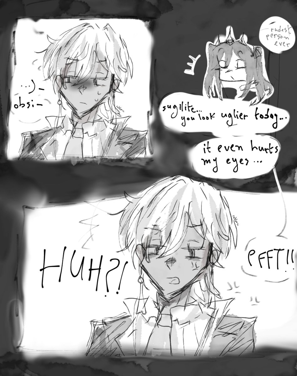 accidentally drew obsidian staring at my soul so made her traumatize sugilite 
#obsugilite #obsidianhsr #sugilitehsr #スターレイル #崩壊スターレイル #HonkaiStarRail #hsr #tenstonehearts