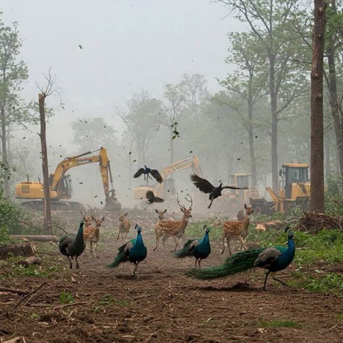 abbmsindia's tweet image. पर्यावरण को बढ़ाना चाहिए, वहीं दूसरी तरफ हम पेड़ काट रहे हैं। जिम्मेदार लोग चुप हैं। उस क्षेत्र के जानवर, पक्षियों की तस्वीरें सवाल उठाती हैं—हम उनके घर तोड़ रहे हैं जो बोल नहीं सकते वो अपने लिए न्याय नहीं माँग सकते
प्रकृति ही जिनका घर है
। #SaveTrees #saveforest #hasdevforest