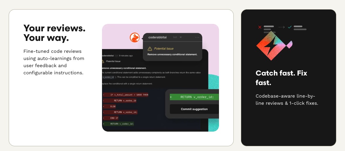 MacopeninSUTABA's tweet image. AI駆動開発でも紹介されていた「CodeRabbit」が良かったでの共有。PR作成時に自動で要約とレビューが走る。無駄なレビュー時間を削減しつつ、品質も担保できるのが大きい。
こちら👇
coderabbit.ai
#CodeRabbit #PR