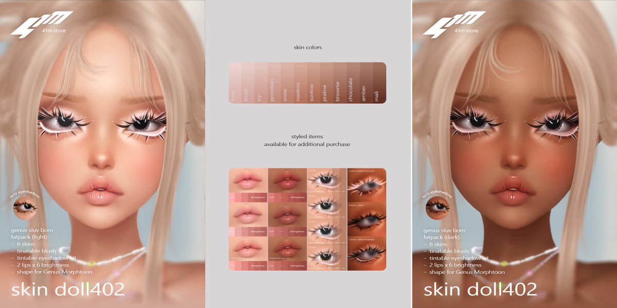 𝟰𝟭𝗺 (@41mstore) on Twitter photo 41m / Skin Doll402 / Genus
light & dark skins, lips, eyes, lashes
available <a href="/KawaiiSecretSL/">Kawaii Secrets & Waifu Dreams</a> (04/04-24 SLT)
maps.secondlife.com/secondlife/App…
move to store after event 41m / Skin Doll402 / Genus
light & dark skins, lips, eyes, lashes
available <a href="/KawaiiSecretSL/">Kawaii Secrets & Waifu Dreams</a> (04/04-24 SLT)
maps.secondlife.com/secondlife/App…
move to store after event