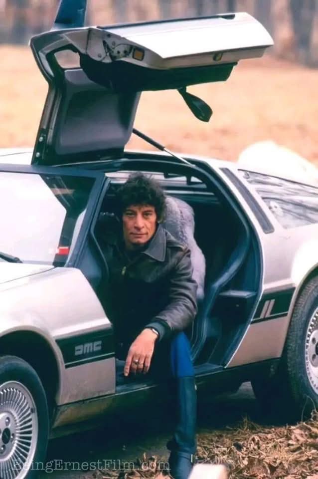 Just a pic of Ernest actor &amp; comedian Jim Varney in his DeLroean. What a combo!
