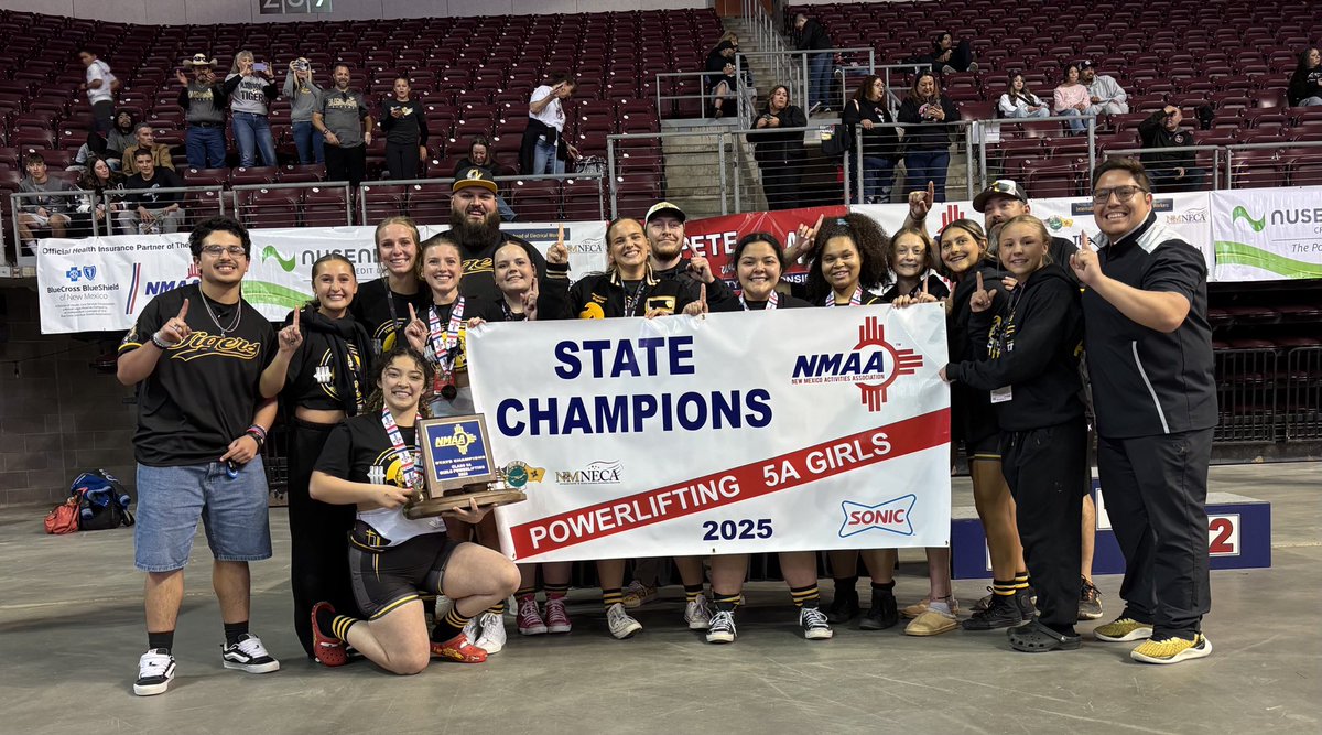 CharlesWiniecki's tweet photo. Powerlifting - Alamogordo Girls win the 5A State Championship in Rio Rancho on Friday! 

Congrats to the Lady Tigers! https://t.co/WV6Zi3cZEe
