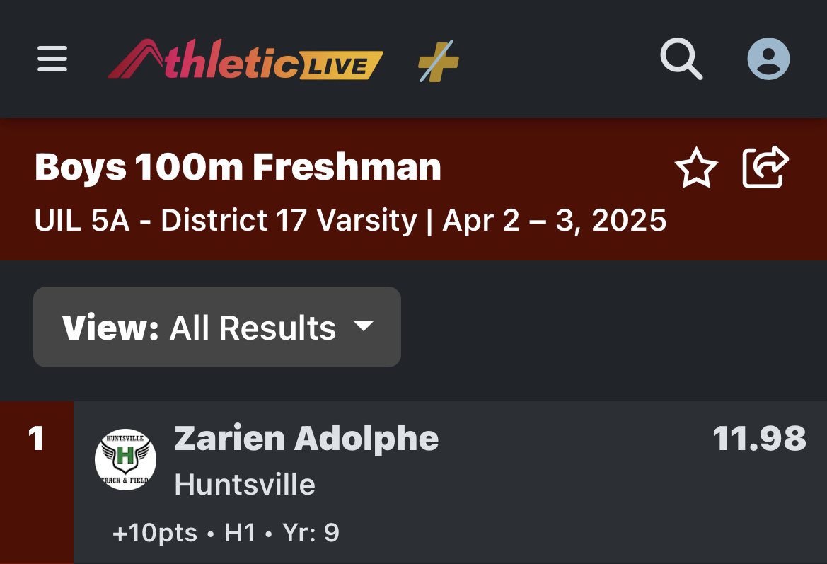 Zay_Adolphe28's tweet photo. 100m dash from district track meet. 1st in my heat and overall!! @CoachMoebes @CoachElliott42 @LaTech21 https://t.co/gaiX0hA7Ay