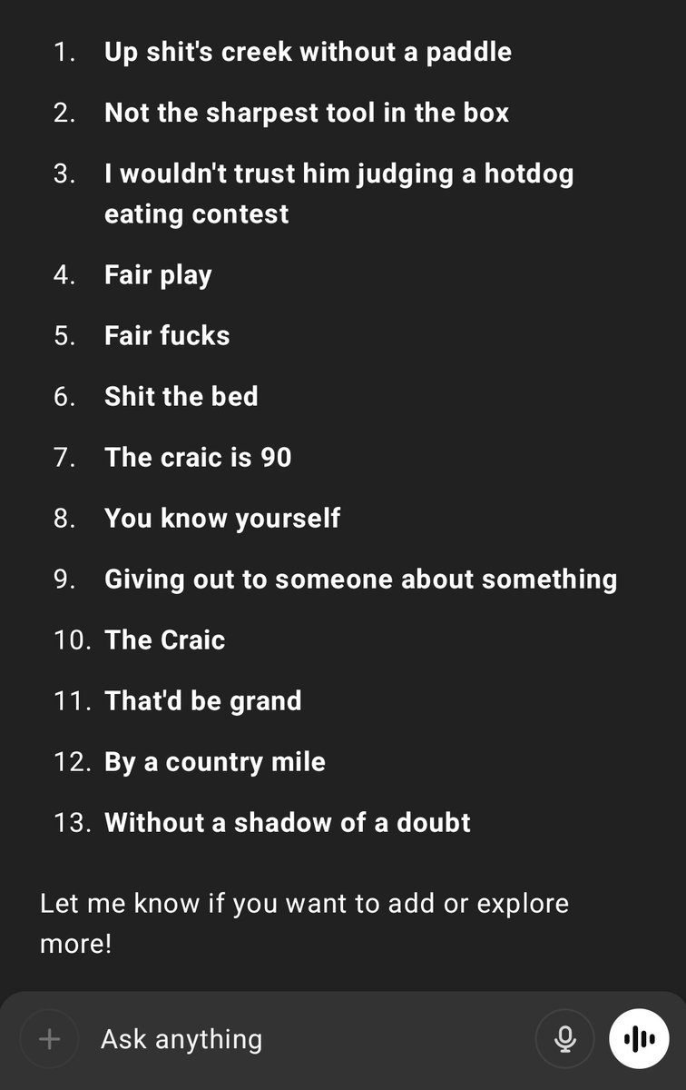 FilipEfkey's tweet photo. Writing an English paper on region-specific phrases. These came to mind for Ireland. Got anything to add ? I'd be glad to add more. @SeanSheehanBA @PetesyCarroll @SevereMMA @SevereMMAPod https://t.co/3fOxrOKHGe