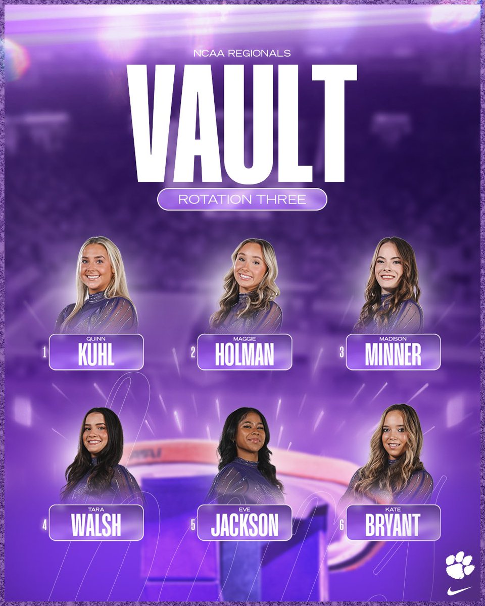 ClemsonGym's tweet image. Vault Lineup!!

#TeamTwo