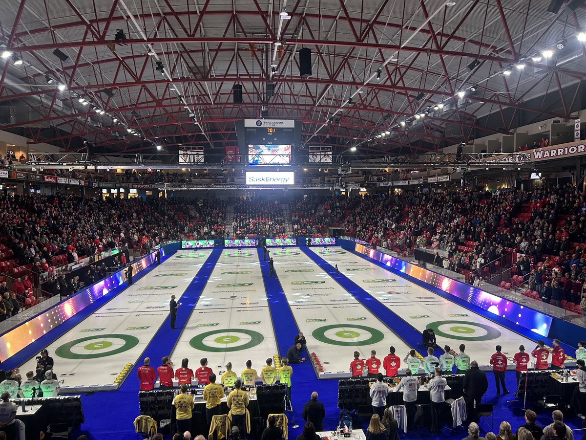 A smattering of boos as the U.S. team is introduced at the world men’s curling championship before tonight’s game against Canada #WMCC2025