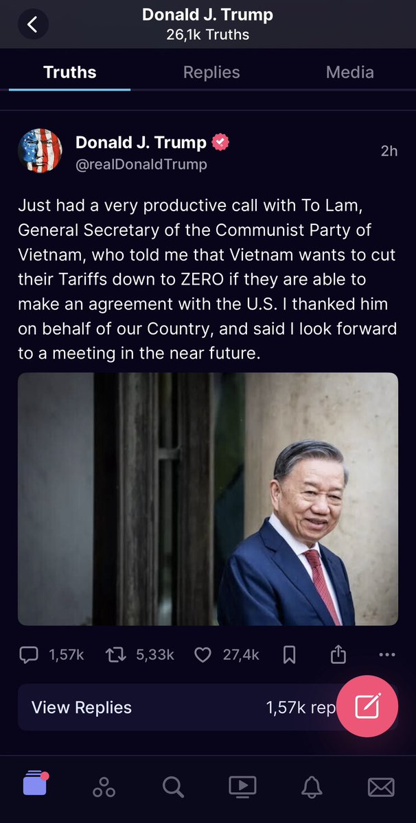 jacksonSonle's tweet photo. “Trump: Vietnam Ready to Slash Tariffs to ZERO!” https://t.co/kP2hPoGTmy