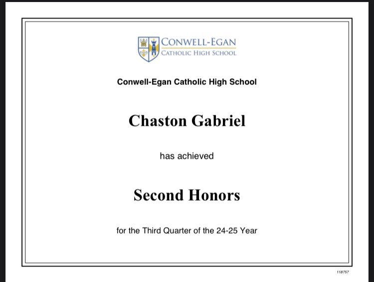 Just finished the 3rd quarter strongly. Finished with all 85s and above achieving 2nd honors award in the process.<a href="/ConwellEgan/">CECHS</a> #athletestudent