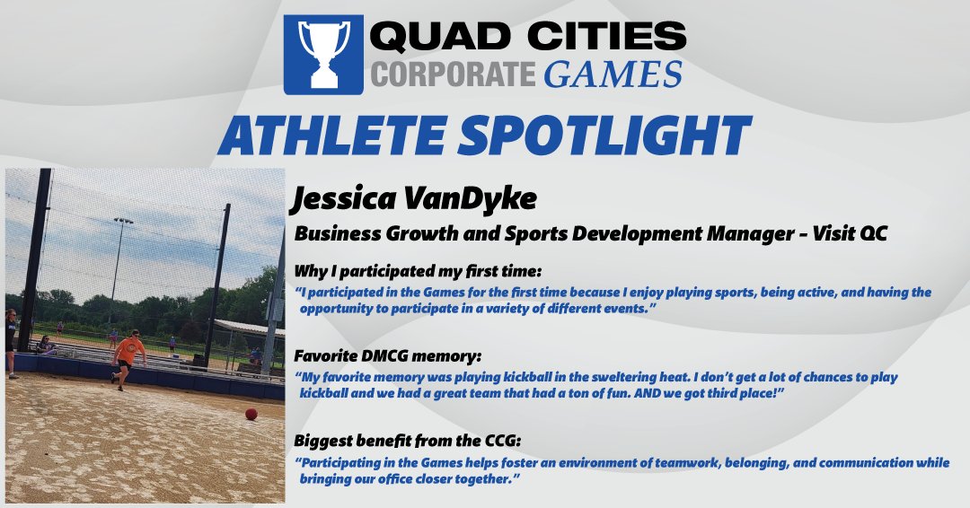 Another Quad Scout! Jessica loves the kickball, teamwork, and office bonding they get out of the Quad Cities Corporate Games!

#SeizeTheCup