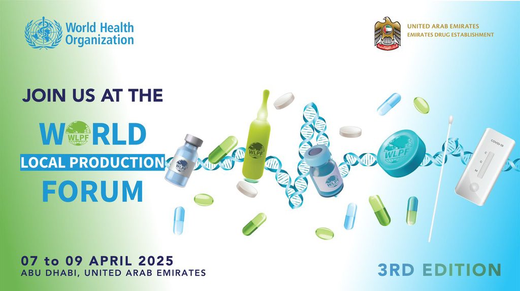 DrBulaale's tweet photo. Excited to participate and Chair a panel in the 3rd World Local Production Forum (WLPF) in Abu Dhabi, UAE, from April 7–9, 2025. 

Organized by WHO @wlpforum2025 , this forum gathers high-level delegates to advance local production for health equity and sustainable development. Looking forward to engaging with stakeholders to discuss enhancing local production in Somalia. 

@EDE_UAE 
@DrAliHajiadam 
@MoH_Somalia 
@DrLuisPizarro 
@RantiDoherty45 
@FrankMuonemeh 
@JoyPhumaphi_ 
@MaculanMarianna 
@CChamdimba 
@Dr_JeanKaseya 
@HananBalkhy 
@MSonnema 
@WHO 
@DrTedros 

#WLPF2025 #SomaliaHealth