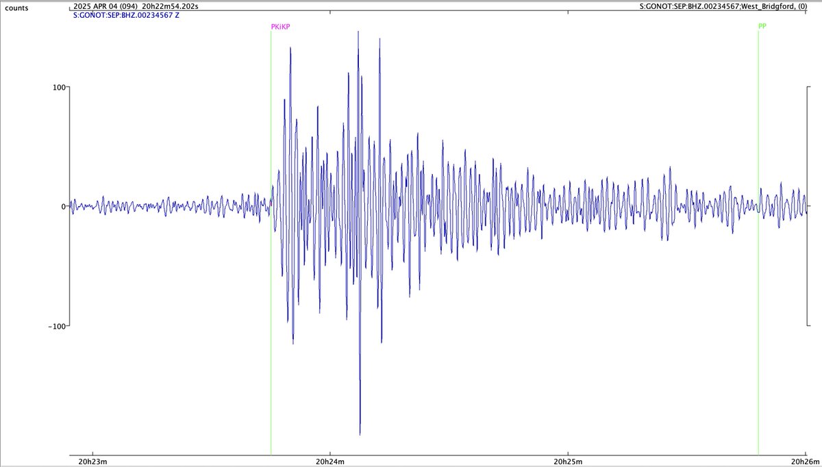 M6.9 earthquake, Papua New Guinea, at 20.04 UTC on 4 April 2025. Recorded in Nottingham using 'slinky' school seismometer
#earthquake ⚒️ #geology 🦕
earthquake.usgs.gov/earthquakes/ev…