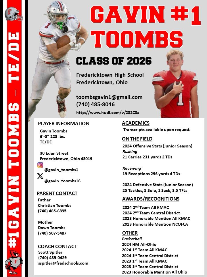Gavin Toombs (@gavin_toombs16) on Twitter photo Recruiting profile‼️ Looking forward to having a great summer and senior year!!! Thank you <a href="/FreddieFBCoach/">Coach Scott Spitler</a> for making me this profile!!!
<a href="/OhioFBRecruit/">Ohio Football Recruiting</a> <a href="/IUFBRecruiting/">Indiana Football Recruiting</a> <a href="/MSUFBRecruiting/">Spartan Recruiting</a> <a href="/JMUFBRecruiting/">JMU Football Recruiting</a> <a href="/CoachT_Orgeron/">Tyler Spotts-Orgeron</a> <a href="/coach_stepp/">Coach Stepp</a> <a href="/vincemarrow/">CoachMarrow</a> <a href="/CoachWozniakTE/">Brian Wozniak</a> <a href="/Coach_Flaherty/">Brendan Flaherty</a> Recruiting profile‼️ Looking forward to having a great summer and senior year!!! Thank you <a href="/FreddieFBCoach/">Coach Scott Spitler</a> for making me this profile!!!
<a href="/OhioFBRecruit/">Ohio Football Recruiting</a> <a href="/IUFBRecruiting/">Indiana Football Recruiting</a> <a href="/MSUFBRecruiting/">Spartan Recruiting</a> <a href="/JMUFBRecruiting/">JMU Football Recruiting</a> <a href="/CoachT_Orgeron/">Tyler Spotts-Orgeron</a> <a href="/coach_stepp/">Coach Stepp</a> <a href="/vincemarrow/">CoachMarrow</a> <a href="/CoachWozniakTE/">Brian Wozniak</a> <a href="/Coach_Flaherty/">Brendan Flaherty</a>