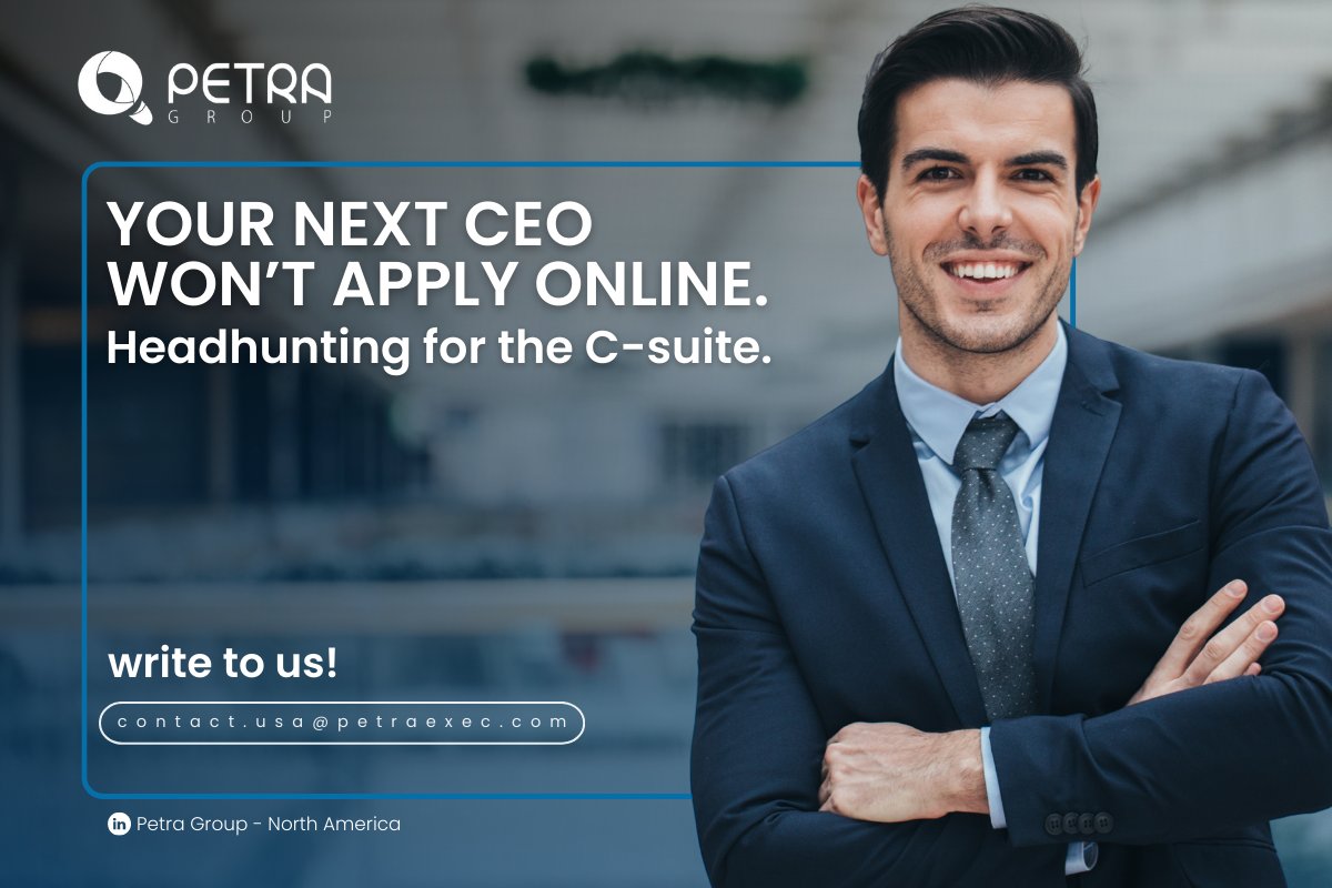 petragroup_na's tweet image. Great leadership isn’t waiting in a pile of resumes. At Petra Group, we identify and approach top executives who can drive real impact for your company. #Headhunting #CLevelRecruitment