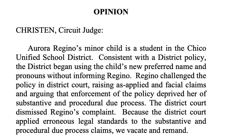 Liberty Justice Center (@ljcenter) on Twitter photo Parents have a fundamental right to direct their children’s upbringing. Today, the 9th Circuit reasserted that principle—vacating a lower court’s dismissal in Regino v. Staley. We fought for this result in an amicus brief filed with @wilawliberty and <a href="/eanderh/">Dr Erica Anderson</a>.
This marks another Parents have a fundamental right to direct their children’s upbringing. Today, the 9th Circuit reasserted that principle—vacating a lower court’s dismissal in Regino v. Staley. We fought for this result in an amicus brief filed with @wilawliberty and <a href="/eanderh/">Dr Erica Anderson</a>.
This marks another