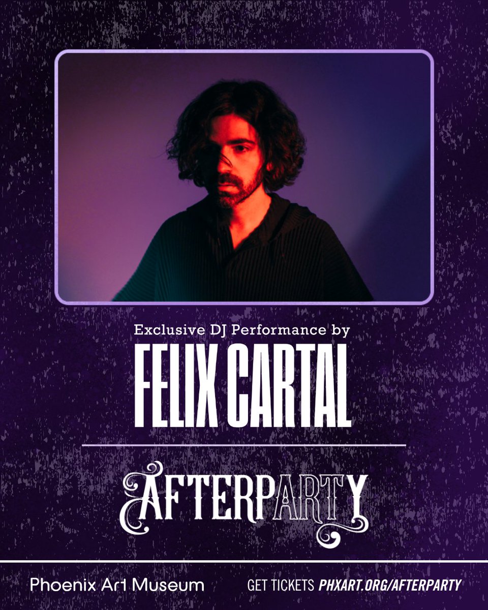 Phoenix Art Museum (@phxart) on Twitter photo 🚨 Get ready! 🚨 We’re bringing one of the BIGGEST names in electronic music, <a href="/felixcartal/">felix cartal</a>, to our exclusive afterpARTy at PhxArt on April 11th.
Experience the Museum like never before in a secret location. Your ticket includes:
🍸3 hours of open bar + food
😎 An exclusive 🚨 Get ready! 🚨 We’re bringing one of the BIGGEST names in electronic music, <a href="/felixcartal/">felix cartal</a>, to our exclusive afterpARTy at PhxArt on April 11th.
Experience the Museum like never before in a secret location. Your ticket includes:
🍸3 hours of open bar + food
😎 An exclusive