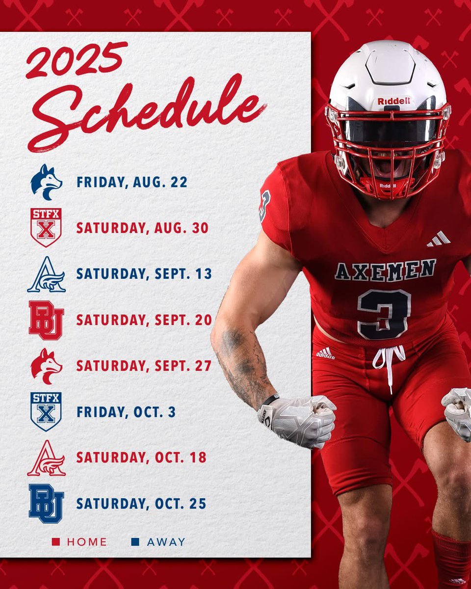 AUS football is back and we’re ready to roll!

📅 Season Opener – August 22
🏟️ Home Opener – August 30
🎉 Homecoming – October 18

Check out the full schedule at acadiaathletics.ca.

Season Tickets also available at the Acadia Box Office or online at acadiau.universitytickets.com