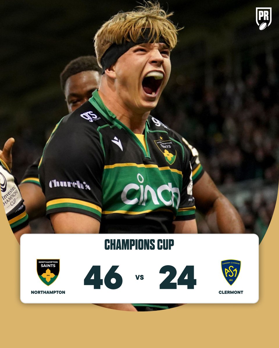 PlanetRugby's tweet photo. 😇 NORTHAMPTON SAINTS MAKE THE QUARTER-FINALS!
#NORvASM #InvestecChampionsCup https://t.co/6N8qK5bDaM