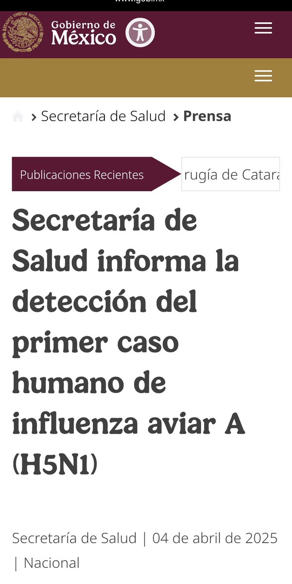 rafoji's tweet photo. La Secretaría de Salud informa la detección del primer caso humano de influenza aviar A (H5N1)

Una niña de tres años que se encuentra en estado grave. https://t.co/0G12n3BeJD