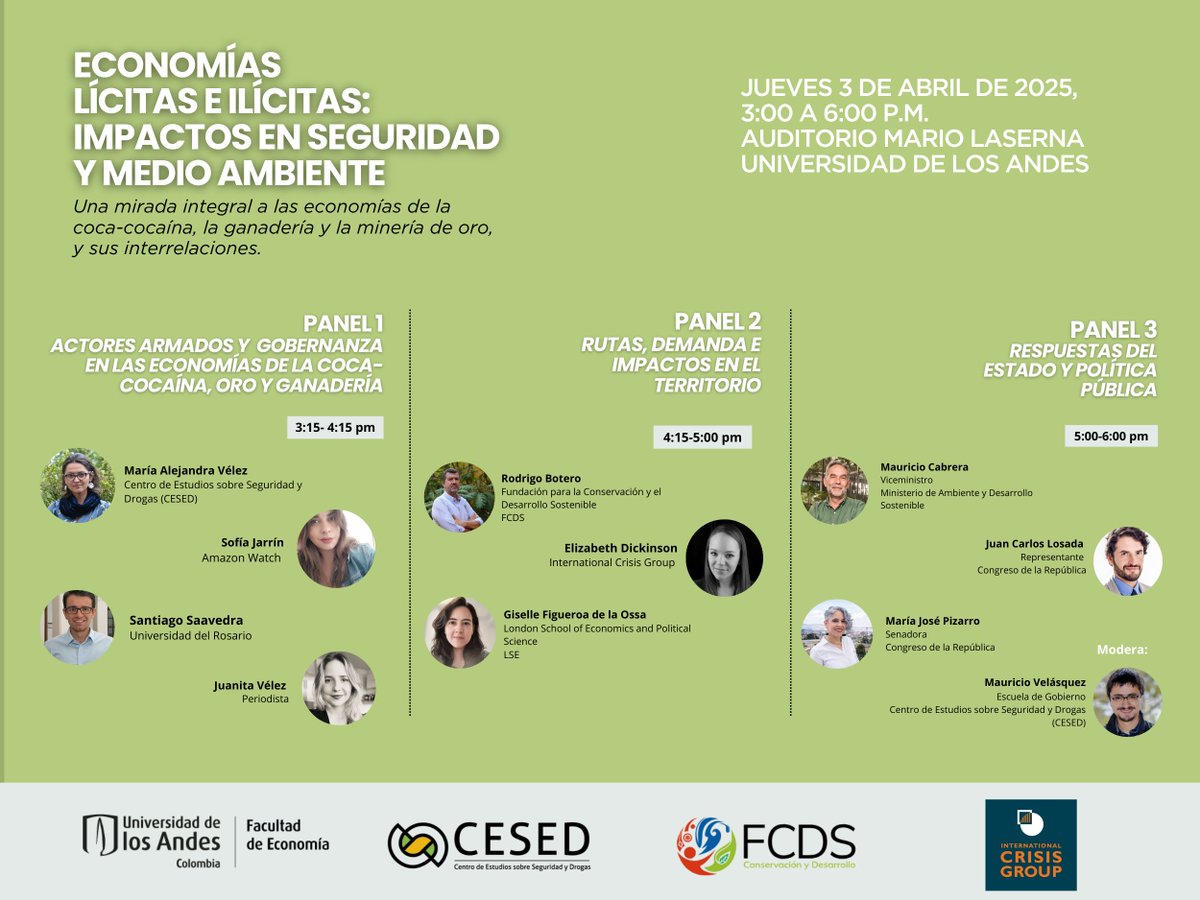 María Alejandra Vélez (@majavelez) on Twitter photo El editorial de <a href="/elespectador/">El Espectador</a> (trib.al/qbaSOdL) sintoniza con el evento que organizamos ayer <a href="/CesedUniandes/">CESED/UNIANDES</a> <a href="/FcdsOrg/">Fundación para la Conservación y el Desarrollo</a> y <a href="/ICGlatam/">Crisis Group Latinoamérica</a> sobre economías ilícitas, lícitas, afectaciones socioambientales y gobernanzas armadas. Abro 🧵 con aprendizajes y retos de política pública El editorial de <a href="/elespectador/">El Espectador</a> (trib.al/qbaSOdL) sintoniza con el evento que organizamos ayer <a href="/CesedUniandes/">CESED/UNIANDES</a> <a href="/FcdsOrg/">Fundación para la Conservación y el Desarrollo</a> y <a href="/ICGlatam/">Crisis Group Latinoamérica</a> sobre economías ilícitas, lícitas, afectaciones socioambientales y gobernanzas armadas. Abro 🧵 con aprendizajes y retos de política pública