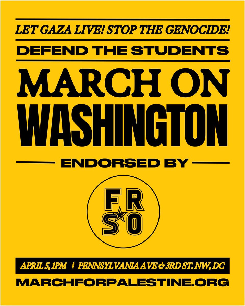 MARCH ON WASHINGTON! 

FRSO comrades from around the country will be gathering in their cities or in DC to march for Palestine! Join us!