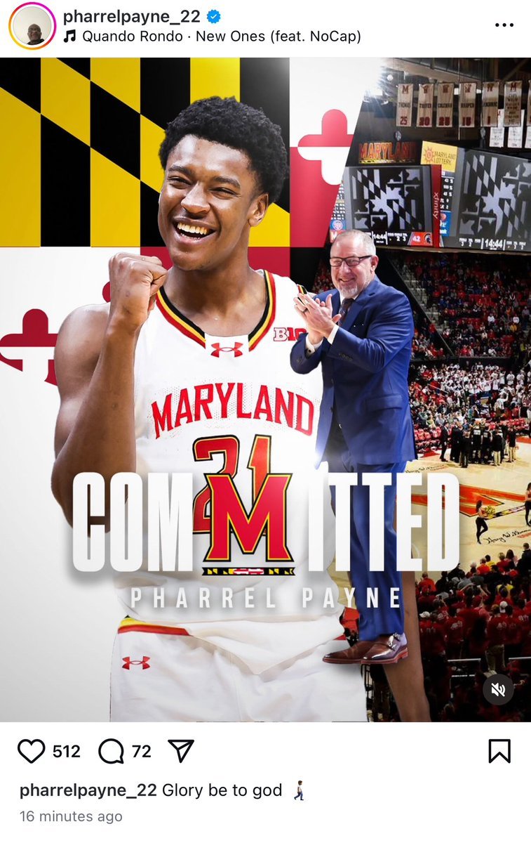 Texas A&amp;M big man Pharrel Payne (<a href="/pharrelpayne/">pharrelpayne</a>) announces that he has committed to Maryland, following new HC Buzz Williams. 

Averaged 10.4 PPG and 5.4 RPG last season, also previously in the Big Ten with Minnesota.

n.rivals.com/content/athlet…