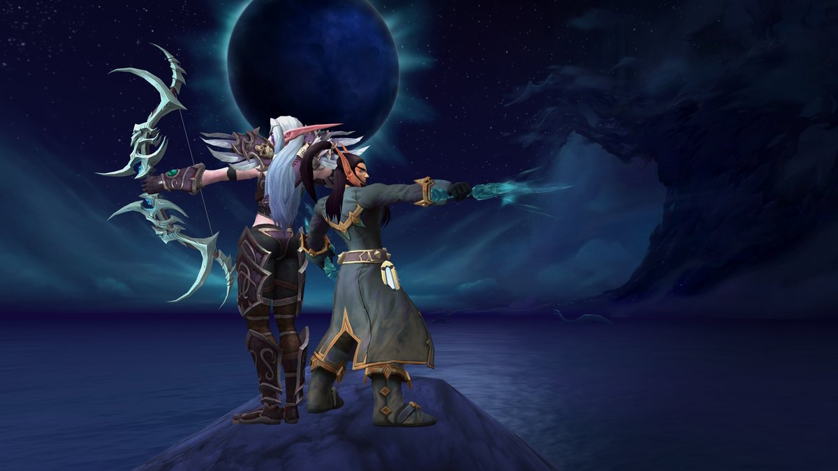 Shalendir's tweet photo. Con mi dama blanca @Rebenena_  💙💙💙 @Warcraft_ES  #warcraft #worldofwarcraft #darkshose #costaoscura #elves #belf #kaldorei #nightelf #love #worldofwarcraftart #warcraftart #art https://t.co/k2UwpKkDuz