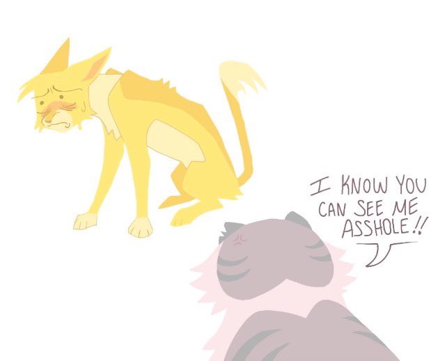 Smoked_Catnip's tweet photo. RootSpring ignoring ghost bramble lol #wctwt #warriorcats #Rootspring #Bramblestar #thebrokencode https://t.co/DTHONcAVrg