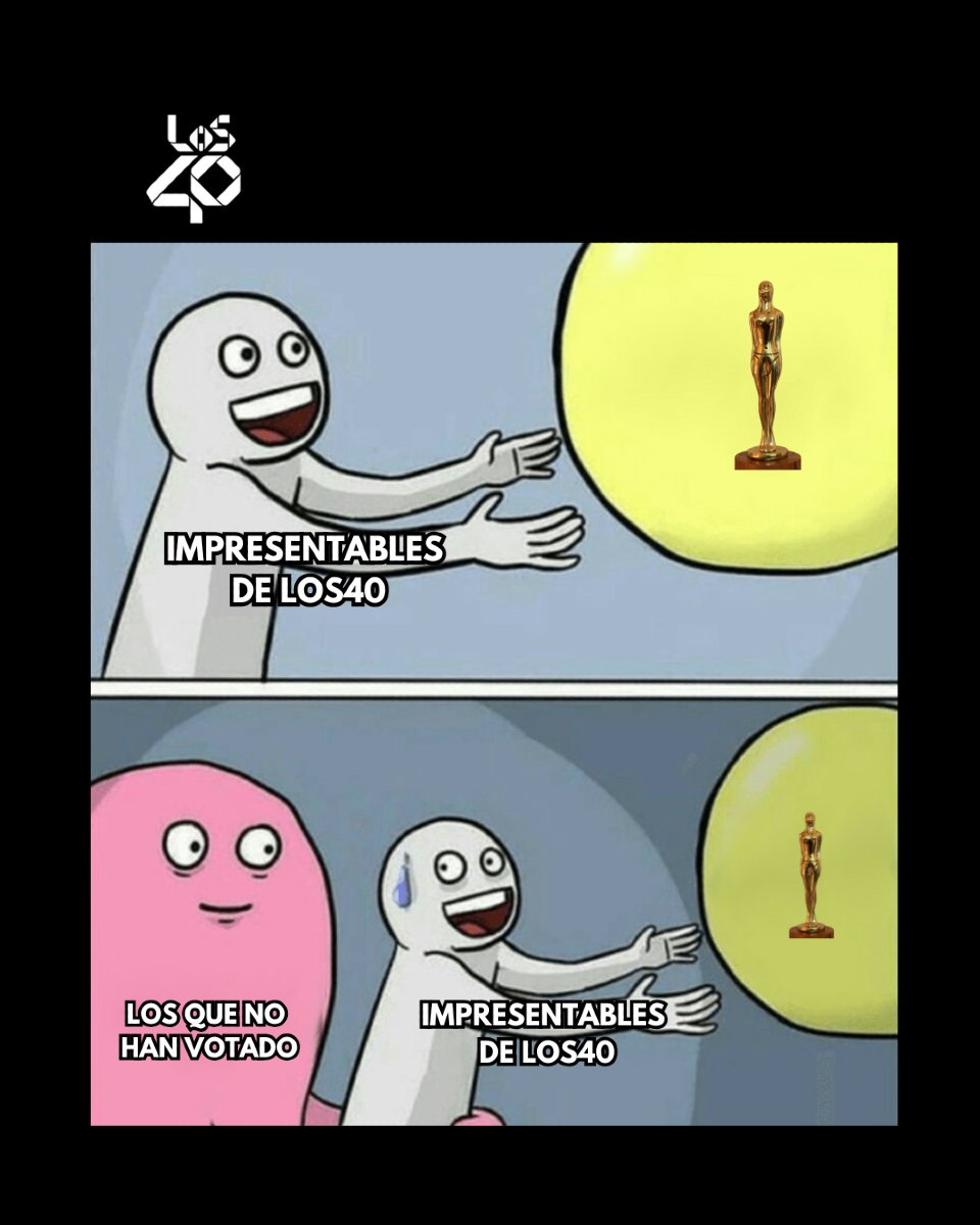 los40colombia's tweet image. Declaramos que solo sea un meme y se aleje de nuestra realidad 😂. ¡Lo podemos lograr, pero no sin ustedes!  🎉

☝️Arriba la mano todos los que ya votaron por #Impresentables de #LOS40Colombia en los #PremiosIndiaCatalina ¡GRACIAS!