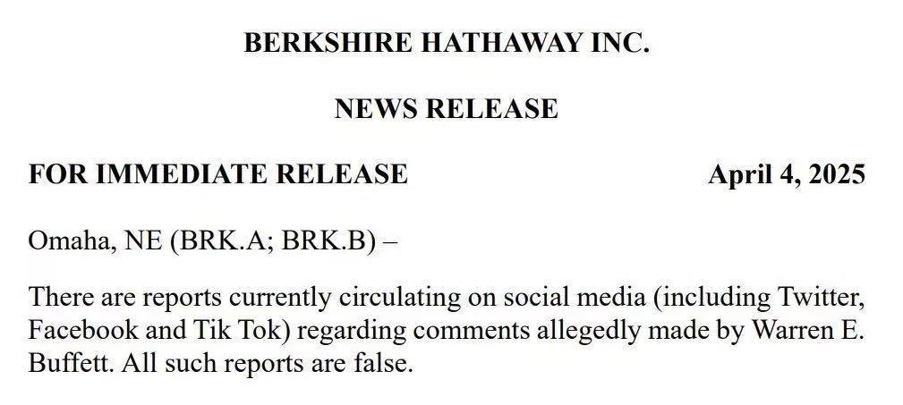 Warren Buffett has publicly denied reports claiming he supports Trump’s tariffs. 

This comes after Trump shared a video implying Buffett had praised his tariff policies. 

Buffett clarified that such tariffs are “confrontational and, to some extent, akin to acts of war.”