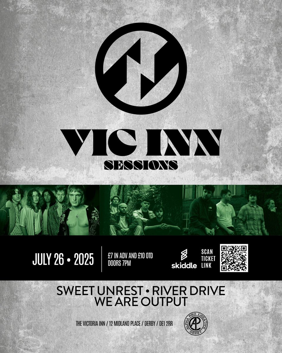 The Indie Night (@theindienight) on Twitter photo The Indie Night presents ‘The Vic Inn Sessions’ with a cracking lineup 🔥
31 May - <a href="/alchemyband_/">ALCHEMY</a> <a href="/CavsBand/">The Cavs</a> and Moral Panic
28 June - Boy Royson & The Orbs, <a href="/JohnDentonMusic/">John Denton Music</a> and Rottweiler
26 July - <a href="/sweetunrestband/">Sweet Unrest</a> <a href="/riverdriveband/">River Drive</a> Output
Tickets 👇🏻
skiddle.com/g/the-indie-ni… The Indie Night presents ‘The Vic Inn Sessions’ with a cracking lineup 🔥
31 May - <a href="/alchemyband_/">ALCHEMY</a> <a href="/CavsBand/">The Cavs</a> and Moral Panic
28 June - Boy Royson & The Orbs, <a href="/JohnDentonMusic/">John Denton Music</a> and Rottweiler
26 July - <a href="/sweetunrestband/">Sweet Unrest</a> <a href="/riverdriveband/">River Drive</a> Output
Tickets 👇🏻
skiddle.com/g/the-indie-ni…