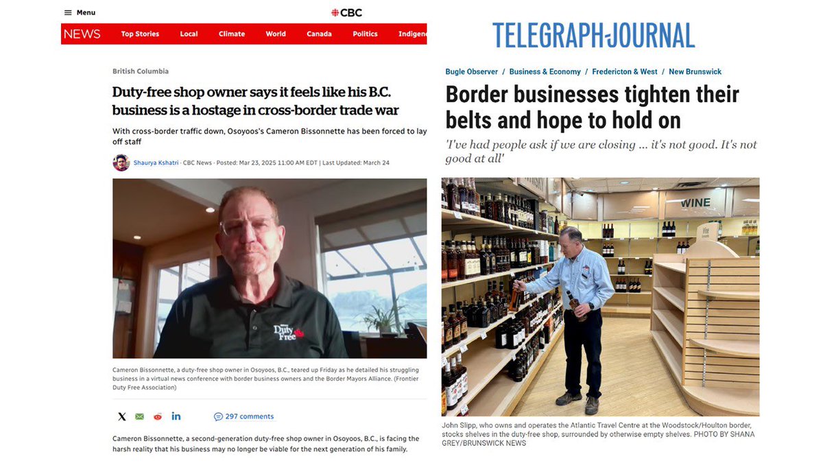 dutyfreesarnia's tweet image. Save our 🇨🇦 Duty Free: A Tradition Worth Fighting For!
1 in 3 Canadian land border duty free shops could close within months.
@MarkJCarney @FP_Champagne @DavidMcGuinty Immediate help is needed to stabilize this industry and help border communities hard hit by tariff wars