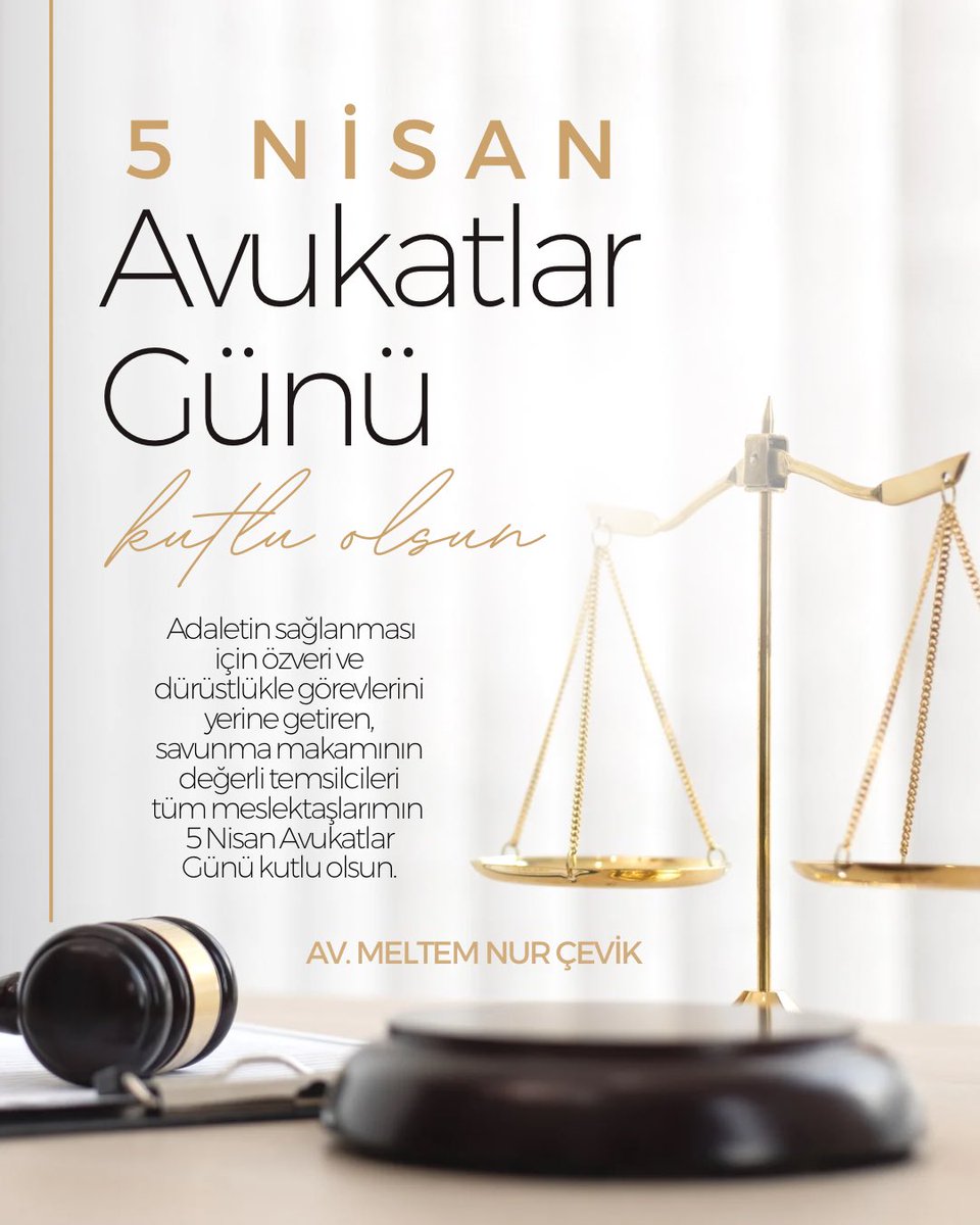Adaletin sağlanması için özveri ve dürüstlükle görevlerini yerine getiren, savunma makamının değerli temsilcileri tüm meslektaşlarımın 5 Nisan Avukatlar Günü kutlu olsun. 

#5NisanAvukatlarGünü