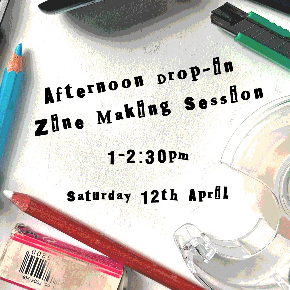 Next Sat (12/4) we’re running a drop-in session to work on your zines from 1 - 2:30pm!

Whether you’ve never made a zine before (we'll help you get started) or have a pile of half-made zines, all are welcome!

Bookings not required so pop in anytime!
facebook.com/share/1BQgFh5b…