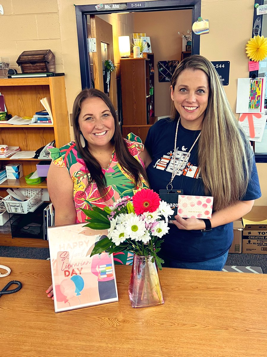 Today we celebrated someone who is truly the heart of our school, our amazing Media Specialist!! Happy School Librarian Day Ms. Aho!! 📚❤️