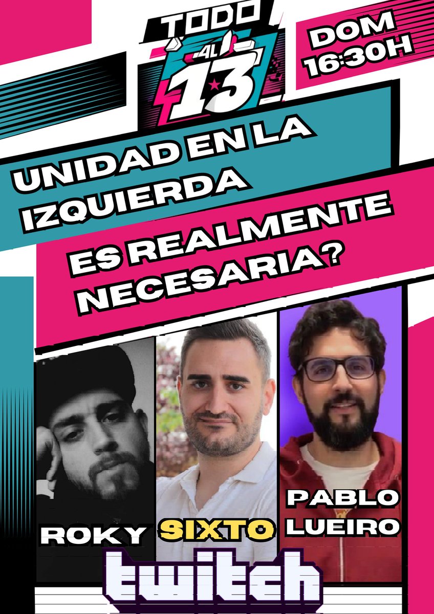 Todoaltrece13's tweet photo. Este domingo a las 16:30 estaremos en directo en #TODOAL13 en este enlace ⬇️⬇️⬇️
https://t.co/lzHmgYI5iF
Síguenos también en:
Tiktok:
https://t.co/trBpO1Zbpp…
Instagram:
https://t.co/3mdOTg3YGJ https://t.co/T9sOrKB2ei