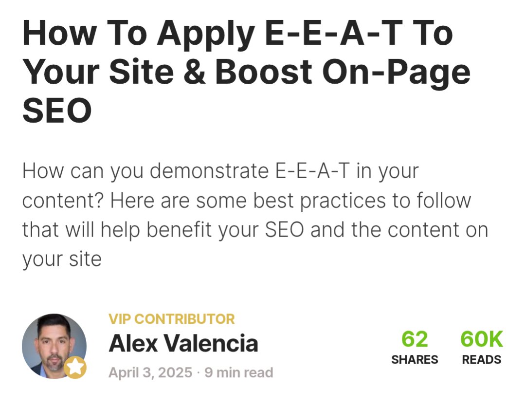 "Google Confirms You Can’t Add EEAT To Your Web Pages" 
2 days after this 
"How To Apply E-E-A-T To Your Site &amp; Boost On-Page SEO"
😅😅