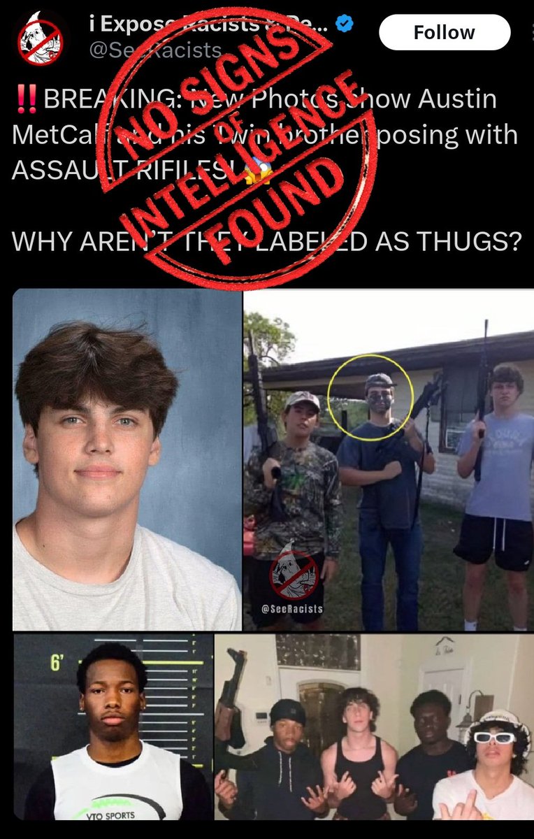 nosignsof's tweet image. You are either actually dumb or being intentionally ignorant. One photo looks like they are going hunting. The other photo they are either throwing up actual or imitation gang signs. Either way, purposely trying to look like thugs.